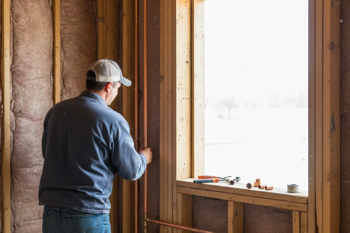 Licensed plumber running new copper supply lines in a Inver Grove Heights home